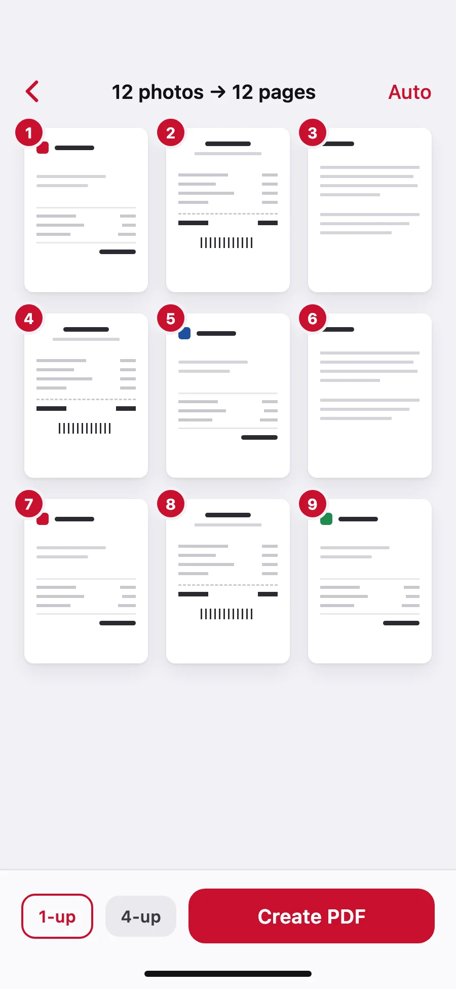 Arranging photos before creating a PDF